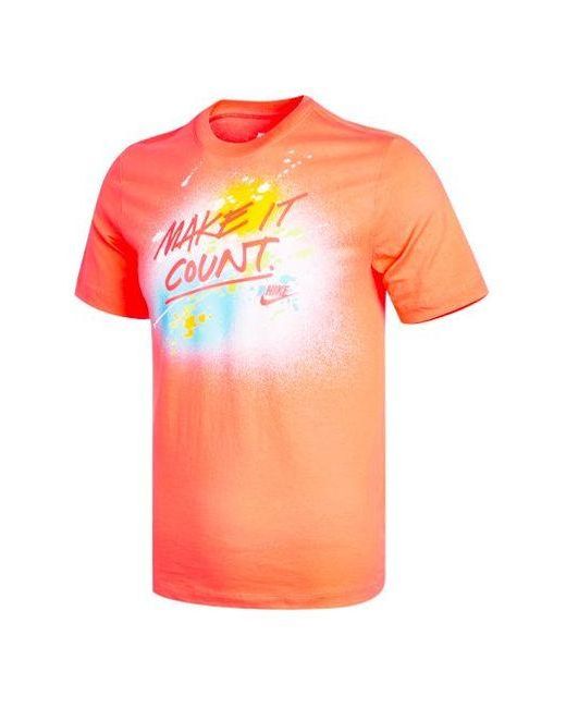 Nike Orange Sportswear Splash Ink Alphabet Printing Sports Short Sleeve for men