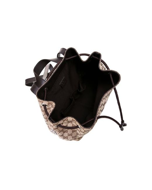 Gucci Brown Logo Drawstring Canvas Bucket Bag Backpack One Size for men