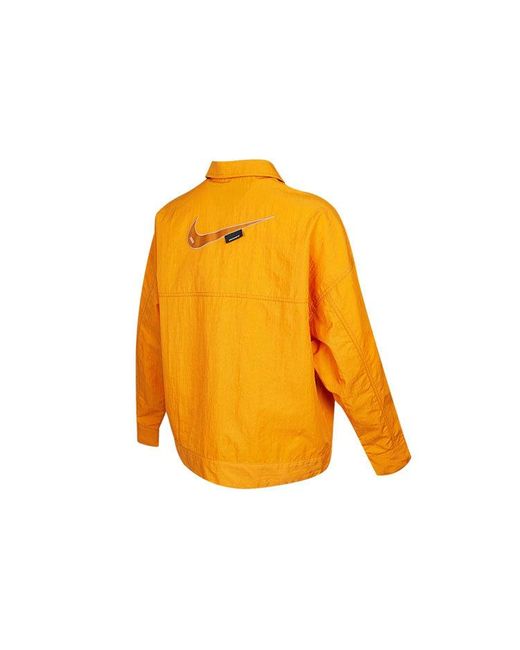 Nike Orange Sportswear Swoosh Back Logo Printing Woven Jacket
