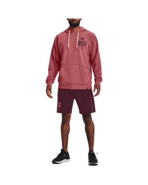 Under Armour Red Project Rock Iron Paradise Heavyweight Terry Hoodie 'Beta' for men