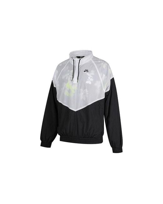 Nike Gray Sb Skateboard Splicing Half Zipper Long Sleeves Pullover Skateboard Sports Jacket for men