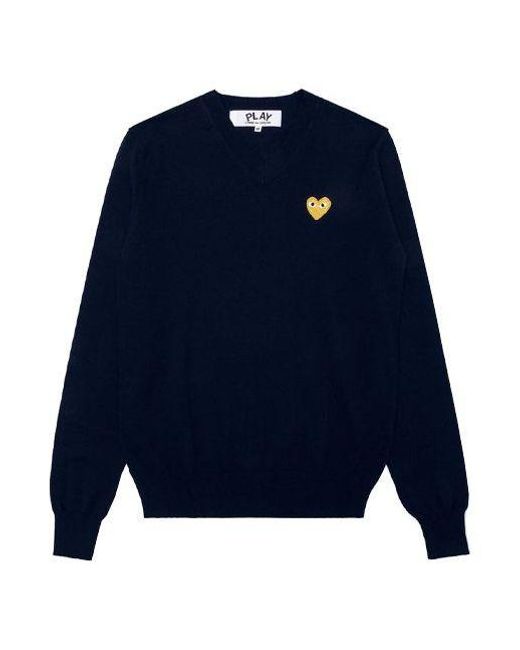 COMME DES GARÇONS PLAY Blue V-Neck Pullover Emblem '' for men