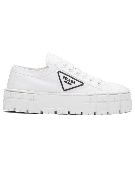 Prada White (Wmns) Double Wheel Re-Nylon Gabardine Sneakers