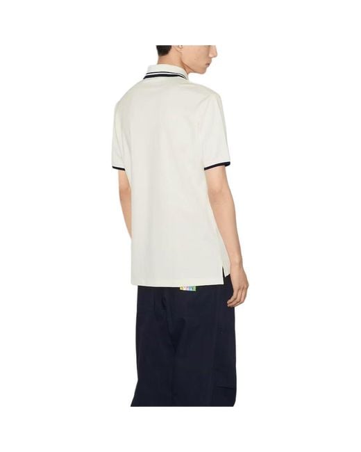 Gucci White Cotton Piquet Polo T-Shirt With Embroidery 'Off' for men