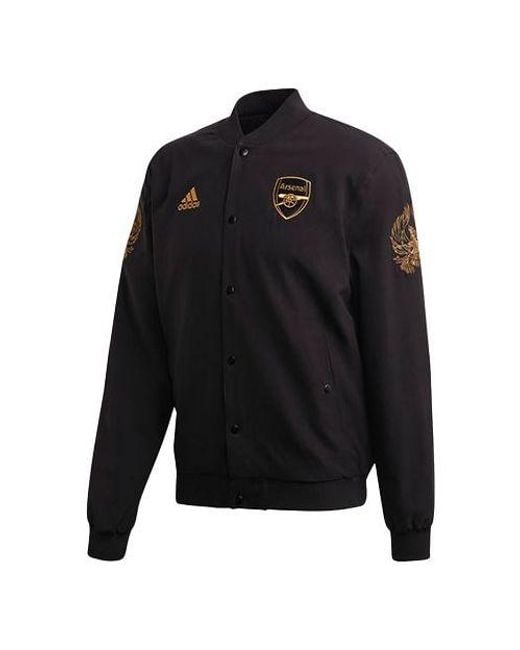 Adidas Black Stand Collar Arsenal Aviator Sports Jacket for men