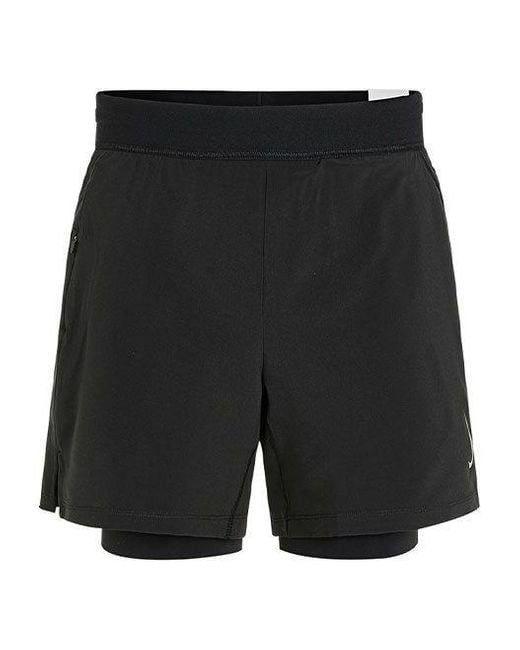 Nike Black Yoga 2-In-1 Athleisure Casual Sports Woven Training Shorts for men