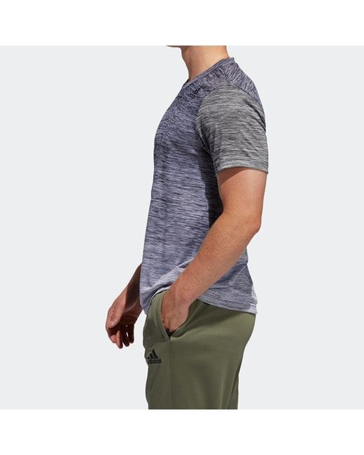 Adidas Gray Gradient Tee Training Sports Round Neck Pullover Short Sleeve Metallic for men