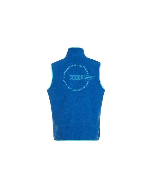PUMA Blue Xtg Trail Fleece Full Zip Pocket Vest for men
