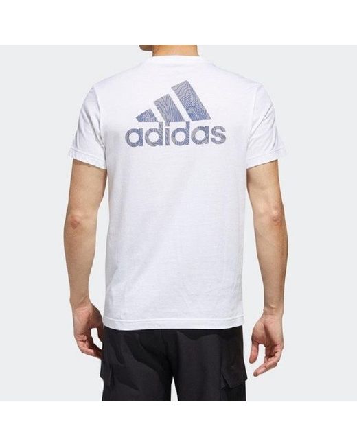 Adidas White Ss20 Logo Printing Round Neck Short Sleeve for men