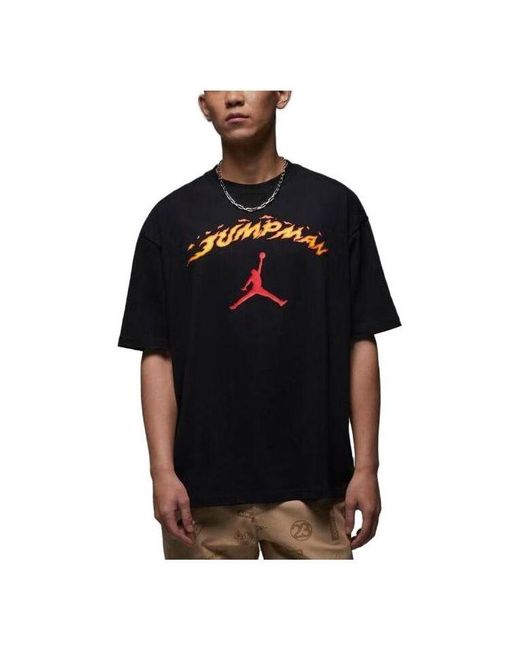 Nike Black Fire Jumpman Logo T-shirt for men