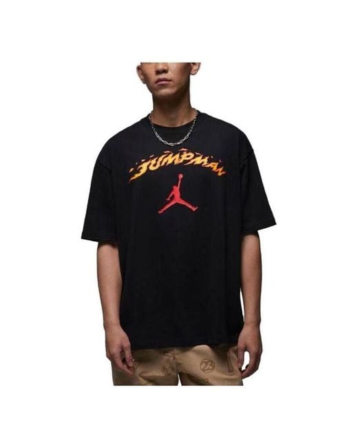 Nike Black Fire Jumpman Logo T-Shirt for men