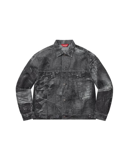 Supreme Archive Denim Jacquard Trucker Jacket in Blue for Men
