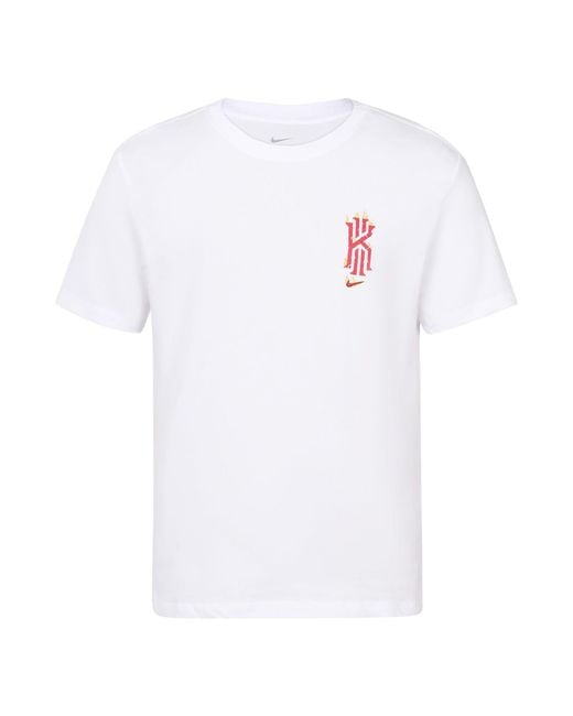 Nike White Dri-Fit Kyrie Kyrie Irving Printing Round Neck Sports Short Sleeve for men