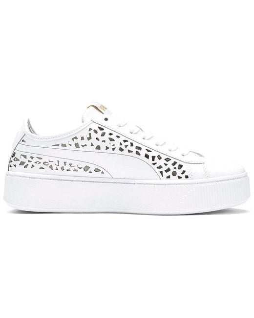 PUMA White (Wmns) Vikky Stacked Laser Cut Softfoam Sneakers