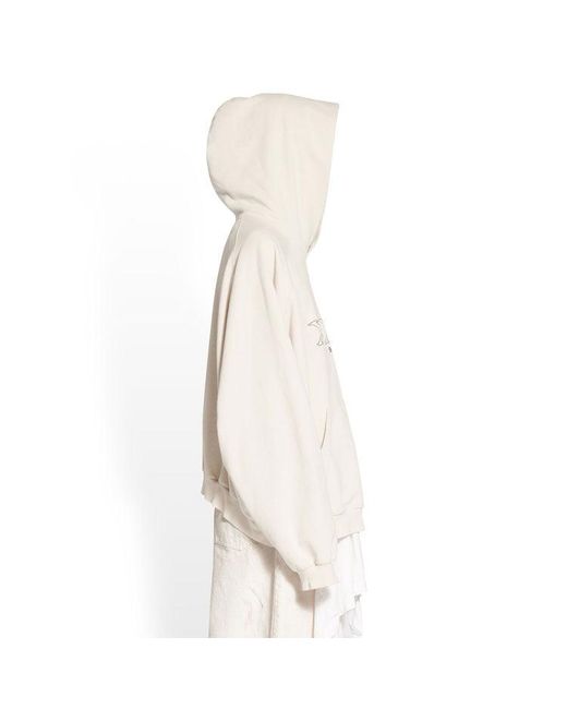 Balenciaga White Xxxl Patched T-Shirt Hoodie Oversized 'Ecru' for men