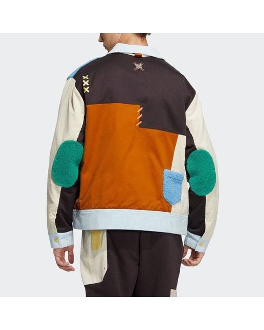 Adidas Blue Originals X Melting Sadness Crossover Series Contrast Color Stitching Logo Sports Jacket Couple Style