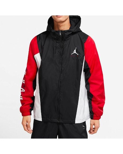 Nike Black Windproof Casual Sports Colorblock Hooded Training Logo Woven Jacket Autumn for men