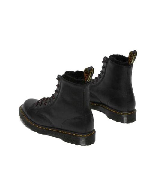 Dr. Martens Black Barton Shearling Lined Leather Ankle Boots