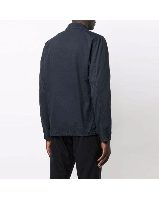 Stone Island Blue 2 Pocket Brushed Cotton Shirt Jacket for men