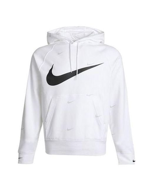 Nike White Athleisure Casual Sports Hooded Fleece Lined for men
