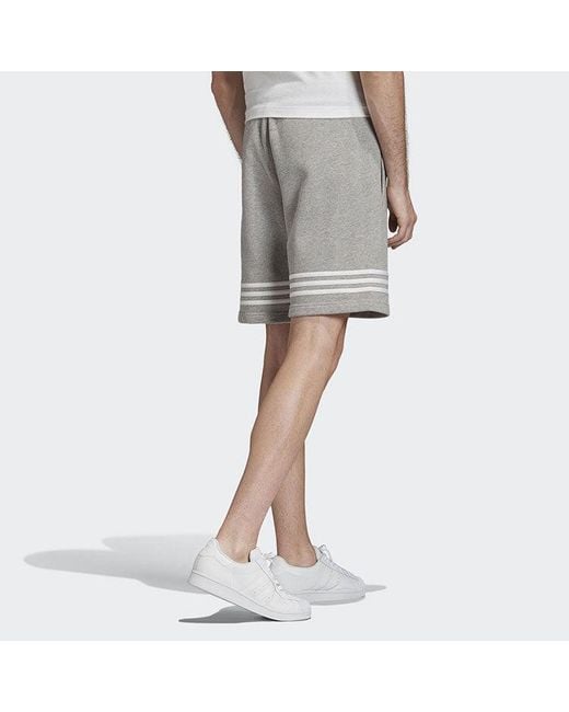 Adidas Gray Originals Logo Stripe Casual Sports Shorts for men