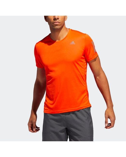 Adidas Orange Own The Run T Sports Training Round Neck Short Sleeve for men