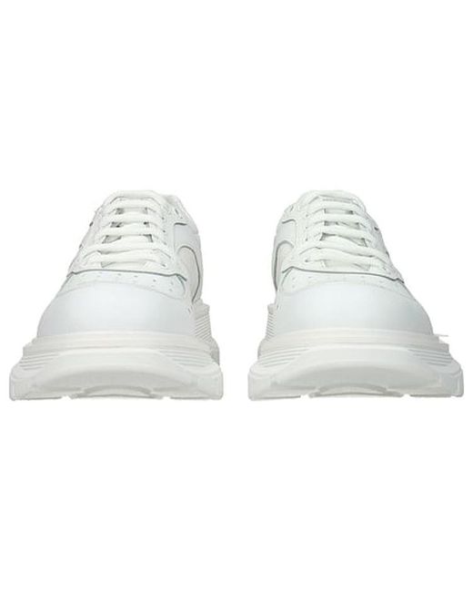 McQueen White Tread Suede-Panelled Leather Trainers for men
