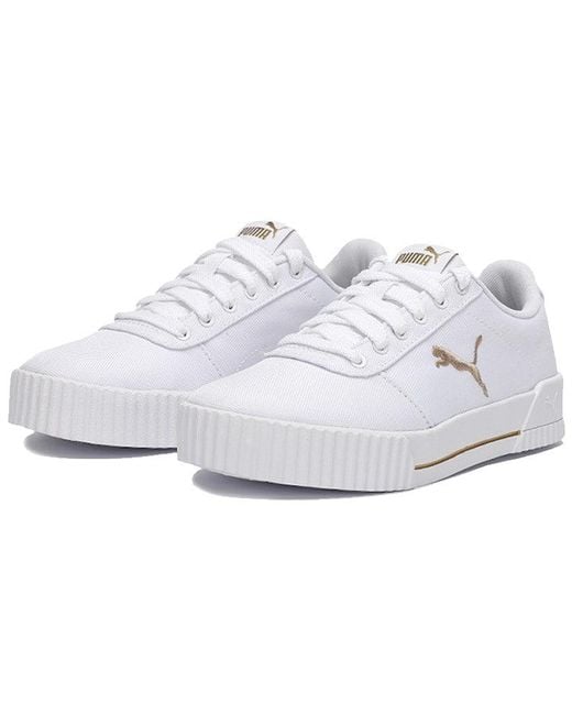 PUMA White (Wmns) Carina Summer Cat Leisure Board Shoes/Golden