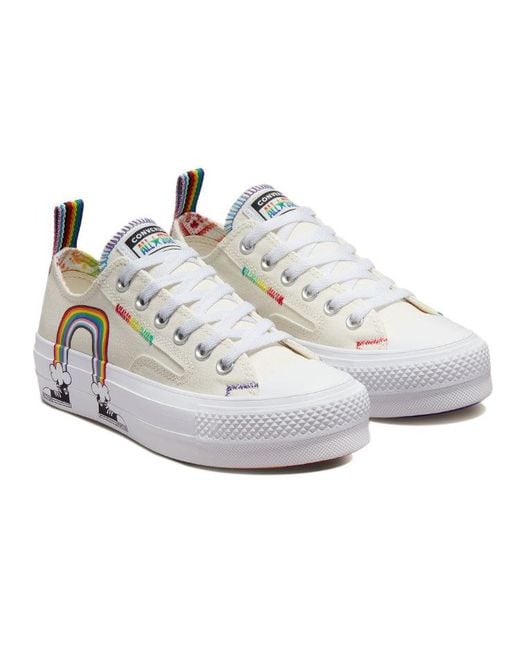 Converse White Chuck Taylor All Star Lift Platform Low 'Pride' for men