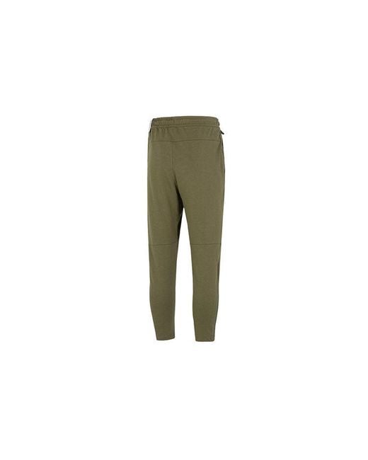 Nike Green Solid Color Logo Training Fleece Bundle Feet Sports Pants/Trousers/Joggers Military for men
