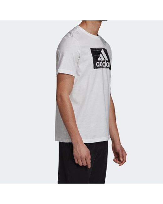 Adidas White Brushstroke Sports Running Gym Training Tops for men