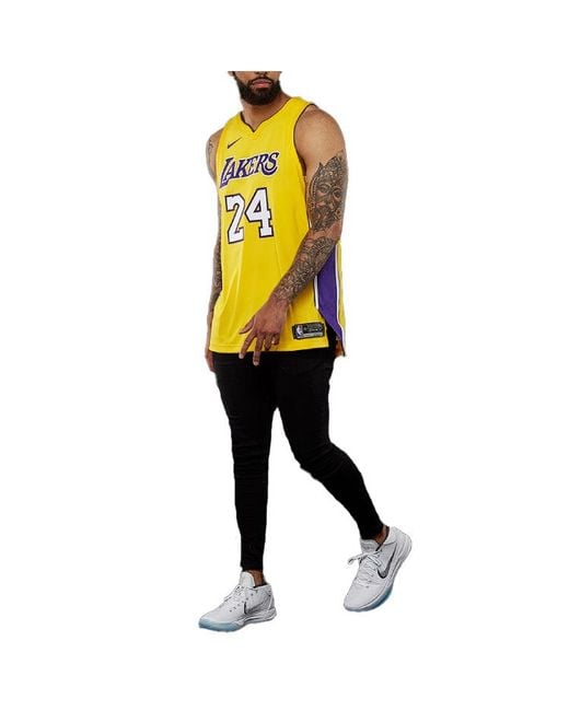 Nike Yellow Icon Edition Authentic Nba Jersey Sports Basketball Jersey/Vest Au Player Edition Lakers Kobe 24 for men