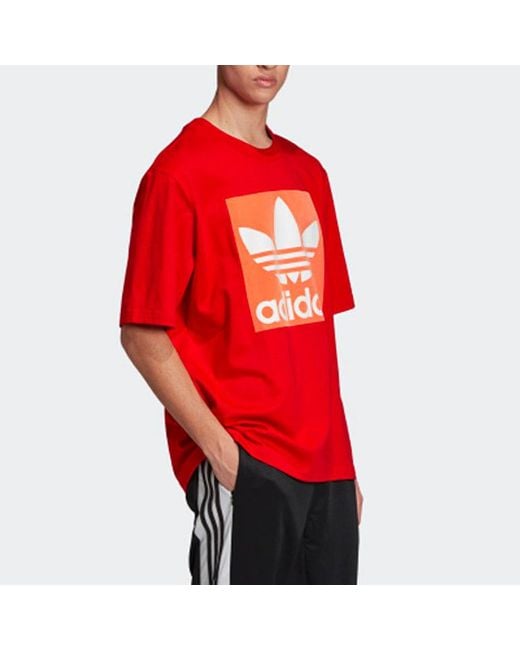 Adidas Red Originals Oversized Tee Round Neck Short Sleeve for men