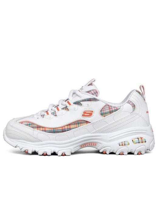 Skechers White (Wmns) D Lites 1.0 Low Top Running Shoes