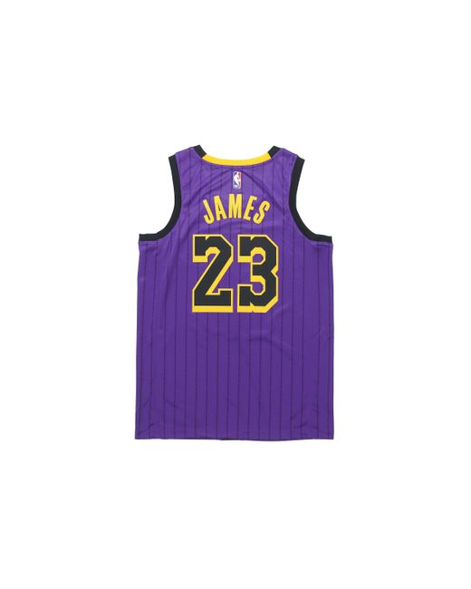 Nike Purple Nba Lebron James City Version Jersey Sw Fan Edition Lakers 23 for men
