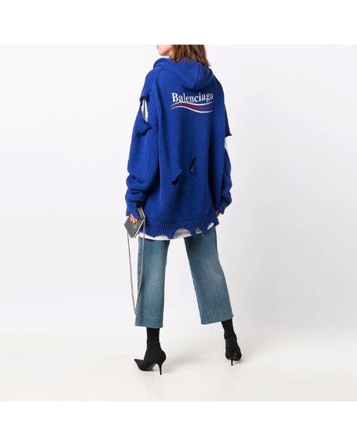 Balenciaga Blue Political Campaign Destroyed Hoodie