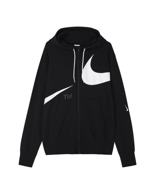 Nike Black Large Logo Printing Loose Hooded Jacket Autumn for men