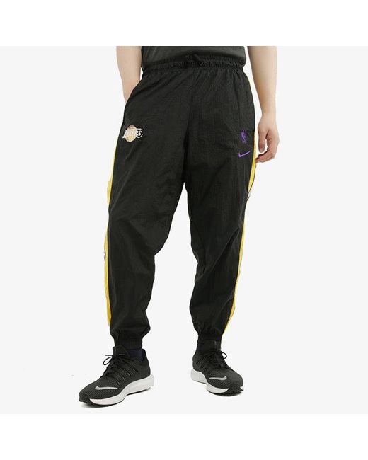 Nike Black Los Angeles Lakers Colorblock Woven Bundle Feet Sports Long Pants for men
