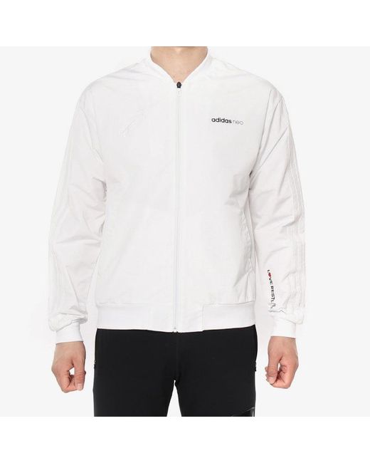 Adidas White Casual Sports Baseball Jacket for men