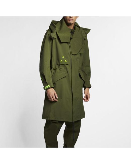Nike Green Lab Acg Gore-tex Casual Hooded Long Jacket Olive for men