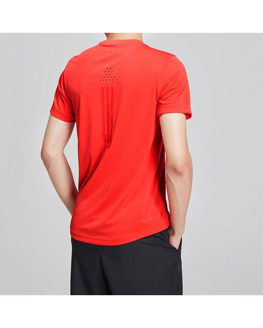 Adidas Red Running Training Sports Round Neck Short Sleeve for men