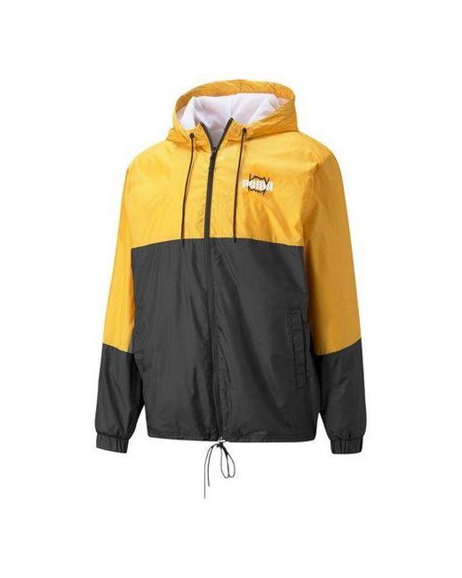 PUMA Yellow Mvp Windbreaker Drawstring Hooded Woven Jacket for men