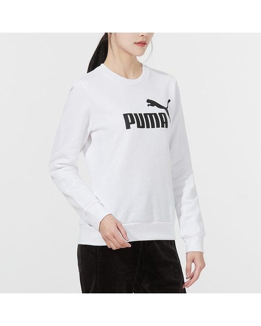 PUMA White (Wmns) Essential Logo Fleece Crew Neck Sweater