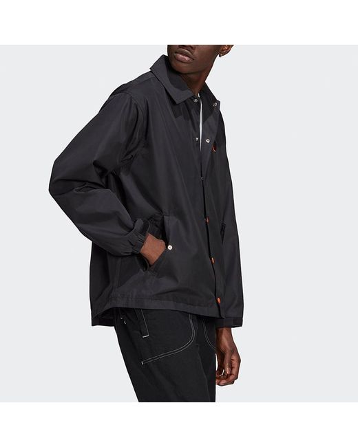 Adidas Black Originals Big Trfl Jkt Athleisure Casual Sports Embroidered Logo Woven Jacket for men