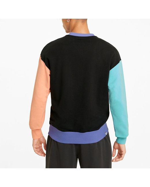 PUMA Black Graphic Crew Logo Printed Casual Sports Sweater for men