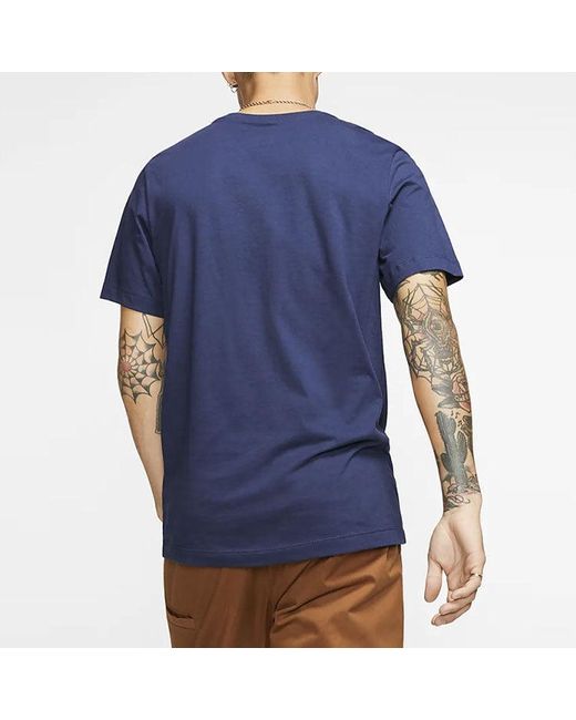 Nike Blue Embroidered Small Round Neck Short Sleeve Deep T-Shirt for men