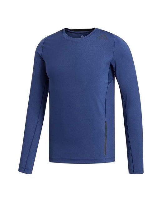 Adidas Blue Ask2 Prm Tee Ls Training Sports Slim Fit Round Neck Long Sleeves T-Shirt for men