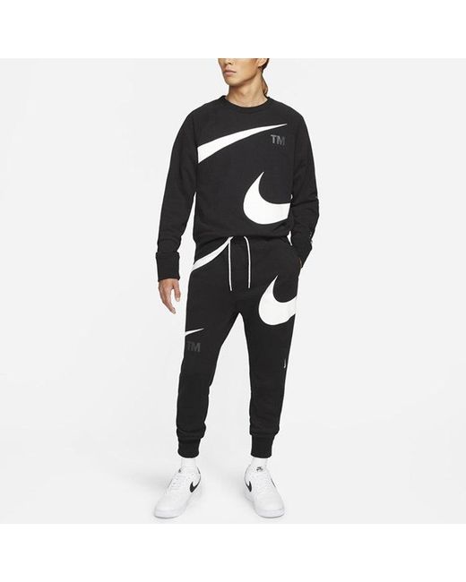 Nike Black Large Logo Lacing Knit Bundle Feet Sports Pants/Trousers/Joggers Autumn for men