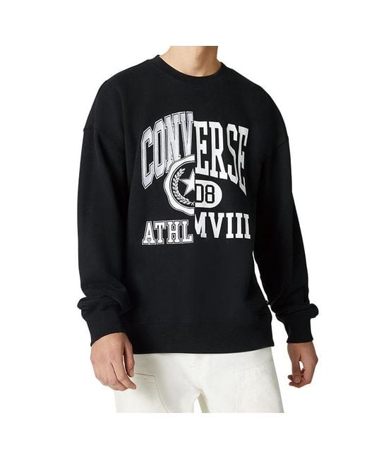 Converse Black Alphabet Logo Printing Round Neck Pullover for men
