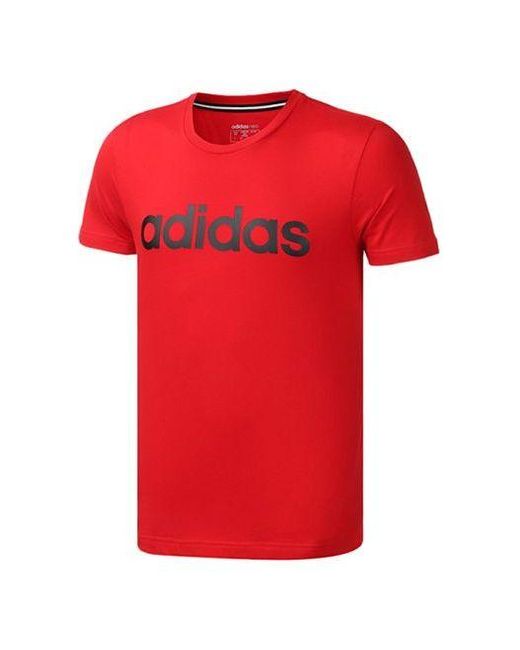 Adidas Red Neo M Esntl Lg T 1 Sports Printing Logo Round Neck Short Sleeve for men